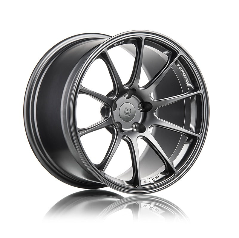 Titan 7 T-R10 Satin Titanium 18x9.5 +40 5x100 (Single Wheel) - 2013-2024 Subaru BRZ / Scion FR-S / Toyota GR86 / 2014-2018 Subaru Forester
